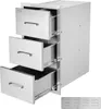 A stainless steel outdoor drawer unit with three drawers, shown from a slightly angled front view. Produktbild-Vorschau