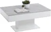 A coffee table with a concrete-look top and white base, decorated with two small plants and an open book. Podgląd zdjęcia produktu