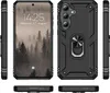 Multiple views of a black smartphone case with a ring holder, displayed from different angles. Produktbild-Vorschau