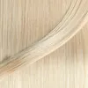 A close-up, detailed view of blonde hair extensions. Produktbild-Vorschau