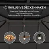 Interior view of a gazebo or pavilion ceiling, showing a hook for hanging items and examples of items that can be hung. Produktbild-Vorschau