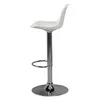 A white bar stool with a chrome base and stem, shown in a studio setting against a white background. Náhľad obrázku produktu