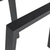 A close-up view of black metal table legs and a connecting beam with pre-drilled holes. Podgląd zdjęcia produktu
