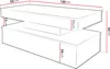 A line drawing of a coffee table with dimensions indicated. Náhled obrázku produktu