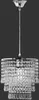 A chandelier with crystal accents hanging from a cord against a dark background. Produktbild-Vorschau