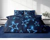 A bed with bedding featuring a neon star pattern. Produktbild-Vorschau