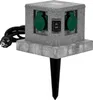 A gray, stone-look outdoor electrical outlet box with a stake for ground insertion. Produktbild-Vorschau