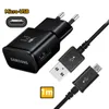 A black Samsung fast charging adapter and micro-USB cable are shown against a white background. Náhled obrázku produktu