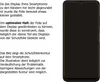 A smartphone with a protective film outline shown next to descriptive text. Produktbild-Vorschau