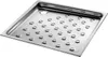 A stainless steel shower tray with a grid of circular indentations and a drain hole. Anteprima dell’immagine prodotto