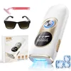 A collage of an IPL hair removal device with accessories and packaging. Produktbild-Vorschau