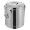 A stainless steel insulated bucket with a lid and latches. Podgląd zdjęcia produktu