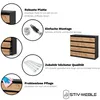 Marketing image showcasing features of a dresser with text descriptions and icons. Produktbild-Vorschau