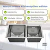 ANW HOME Küchenspüle 78x43 cm Doppelbecken Edelstahl 304 Produktbild-Vorschau 3