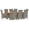 vidaXL 9 tlg. Garten Essgruppe mit Kissen Grau Poly Rattan Produktbild-Vorschau 4