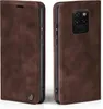 A brown flip case for a smartphone is shown from two angles. Produktbild-Vorschau