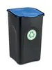 A black recycling bin with a blue lid and a green recycling symbol on a white background. Produktbild-Vorschau