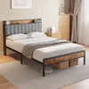 A bedroom scene with a bed, nightstand, and dresser. Podgląd zdjęcia produktu
