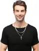 Herren Edelstahl Kreuzkette Silber/Gold/Schwarz Layered Produktbild-Vorschau 2