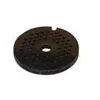 A single, dark-colored circular plate with many small holes and a central hole, isolated on a white background. Voir les images du produit