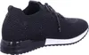 A side view of a black sneaker with rhinestones. Voir les images du produit