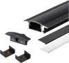 2m Schwarze LED Aluprofil Alu Schiene T Profil Kanal System Produktbild-Vorschau 1