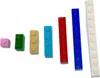 Several LEGO bricks of varying lengths and colors are arranged in ascending order of size against a white background. Podgląd zdjęcia produktu