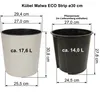 Diagram showing dimensions and capacity of two plant pots. Náhled obrázku produktu