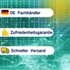 Marketing image with text overlays highlighting product features like 'DE Fachhändler', 'Zufriedenheitsgarantie', and 'Schneller Versand'. Produktbild-Vorschau