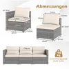 COSTWAY Sofa ogrodowa z polyratanu z poduszkami, 3-osobowa Podgląd zdjęcia produktu 3