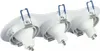 A white triple LED spotlight fixture with blue spring clips. Podgląd zdjęcia produktu