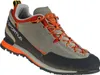 Zustiegsschuh "Boulder X" von La Sportiva in Grau mit orangefarbenen Schnürsenkeln und Gummisohle. Produktbild-Vorschau