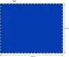 A blue tarp with grommets around the edges, with dimensions indicated by text. Produktbild-Vorschau