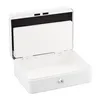 An open white metal cash box with a lock and a removable tray inside, set against a white background. Produktbild-Vorschau