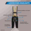 Die Bayerische Traditionelle Schwarze Lederhose mit Hosenträgern im klassischen Kniebundstil mit Knopfverschluss Stickerei und verstellbarer Schnürung hinten ideale bayerische Festmode jetzt erhalten Produktbild-Vorschau