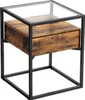 BEGRYF Stolik nocny 43x43x54 cm ciemnobrązowy ze szklanym Podgląd zdjęcia produktu 1