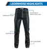 Herren-Leder-Bikerjeans. Aus hochwertigem Leder gefertigt, bieten die Jeans eng anliegende, zweite-Haut-Passform ohne Komfortverlust. Einheitliche Beinlänge für einfache Anpassung. Erleben Sie Spitzenstil mit Premium-Leder. Jetzt shoppen! Produktbild-Vorschau