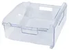 A clear plastic drawer for a freezer. Voir les images du produit