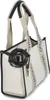A white Valentino Bags shopper bag with black trim and straps. Anteprima dell’immagine prodotto