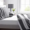 Bettwäsche 135x200 cm Set Grau Gestreift Baumwolle Produktbild-Vorschau 3