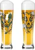 Two beer glasses with artistic designs of animal faces and autumn leaves. Náhľad obrázku produktu