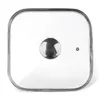A square glass pot lid with a silver handle and a small vent hole. Anteprima dell’immagine prodotto