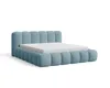 A blue upholstered bed frame with a mattress, shown against a white background. Voir les images du produit