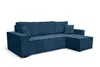 A blue sectional sofa with a chaise lounge is shown against a white background. Voir les images du produit