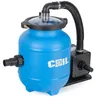 A blue pool filter pump with a black hose and motor attached, set against a white background. Náhľad obrázku produktu