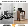 A comparison image showing a messy collection of vinyl records on the left and a tidy record player and vinyl storage unit on the right. The text indicates 'Keep your room clean & tidy' and labels the sides 'Before' and 'After'. Voir les images du produit