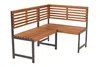 A corner bench made of wood and metal, shown against a white background. Produktbild-Vorschau