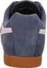 The back view of a blue Gola sneaker with a white stripe and a brown sole. Anteprima dell’immagine prodotto
