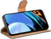 A flip case for a smartphone is shown open, displaying the phone's screen. Produktbild-Vorschau