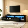 Merax TV-Schrank mit LED, Hochglanz Lowboard mit 3 Schränke Produktbild-Vorschau 3